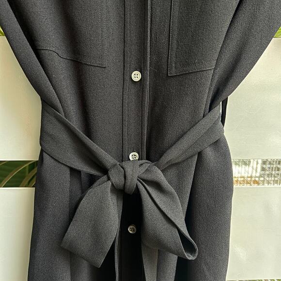 Theory Black Rosina Crepe Belted Cargo Shirt Dress Size S/P - Picture 5 of 8
